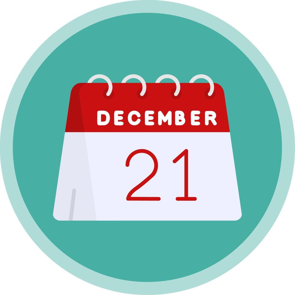 21st of December Flat Multi Circle Icon vector