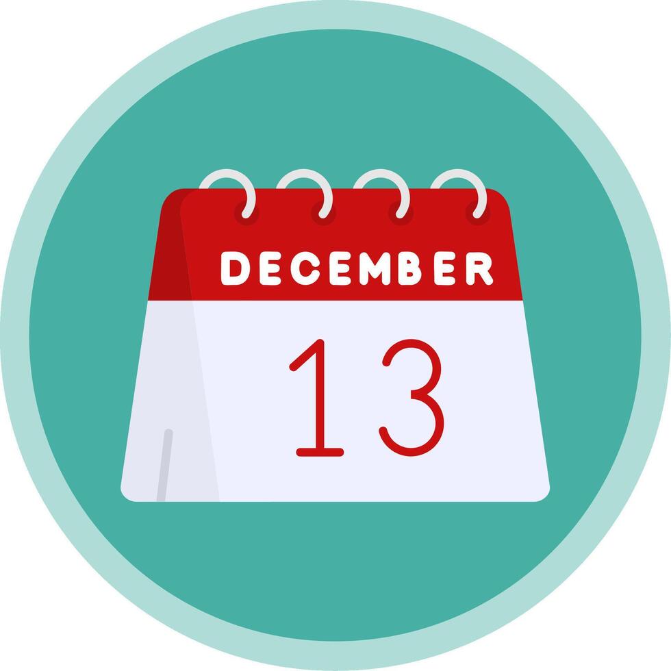 13th of December Flat Multi Circle Icon vector