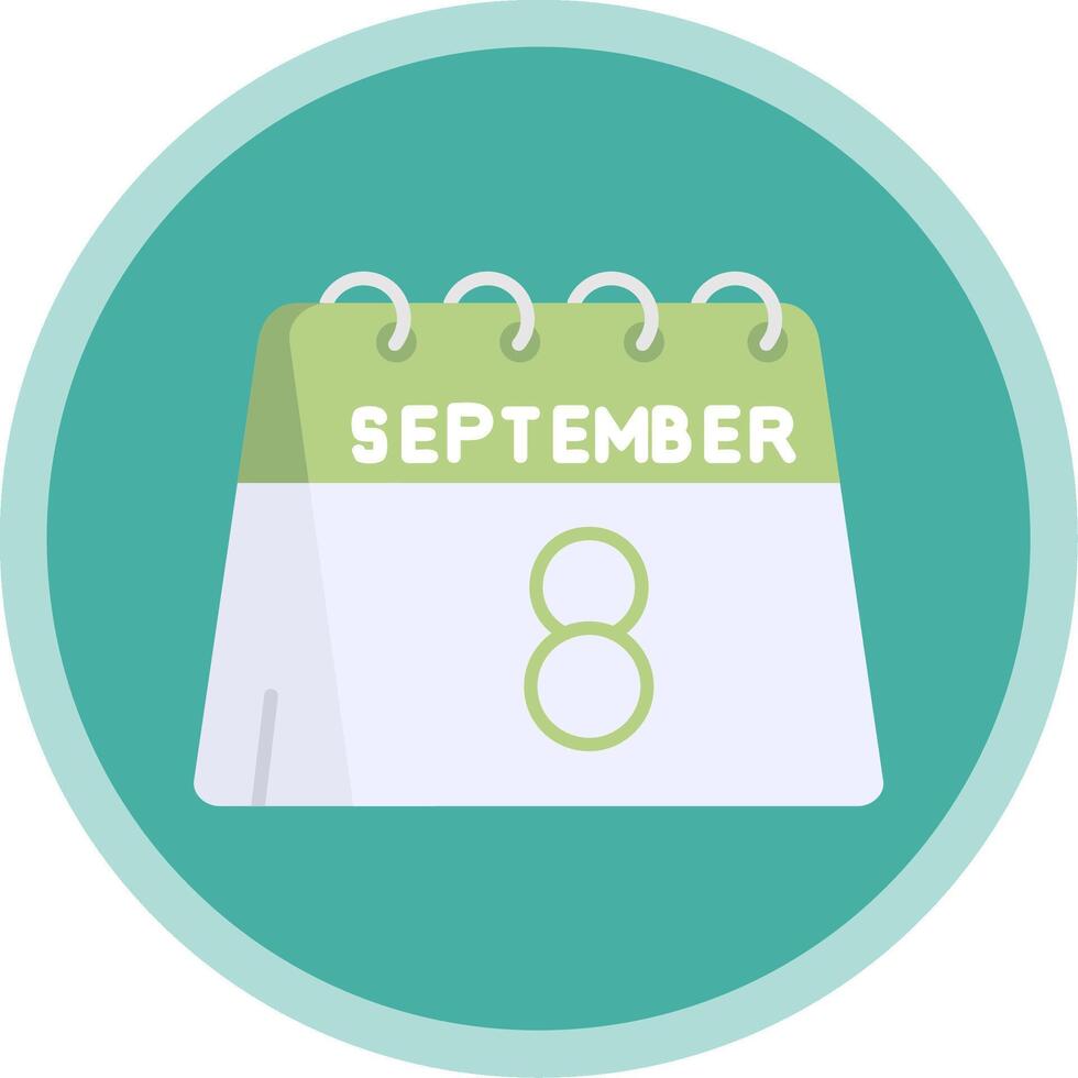 8th of September Flat Multi Circle Icon vector