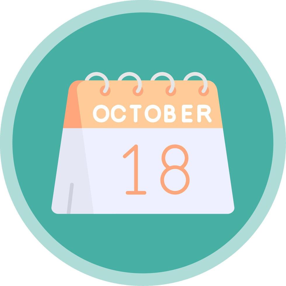 18th of October Flat Multi Circle Icon vector