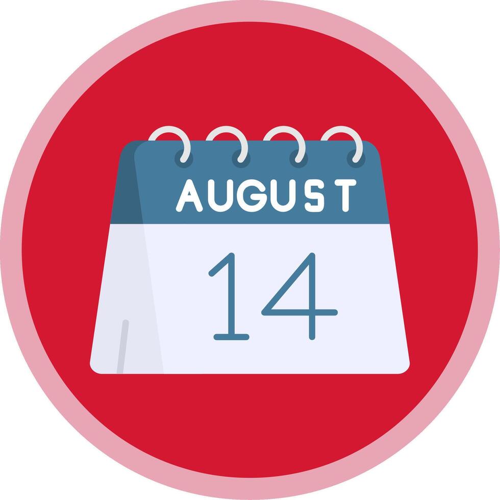 14th of August Flat Multi Circle Icon vector