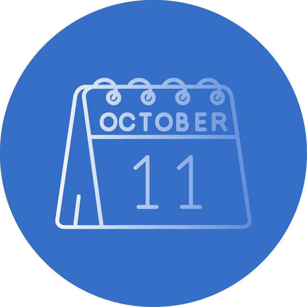 11th of October Gradient Line Circle Icon vector