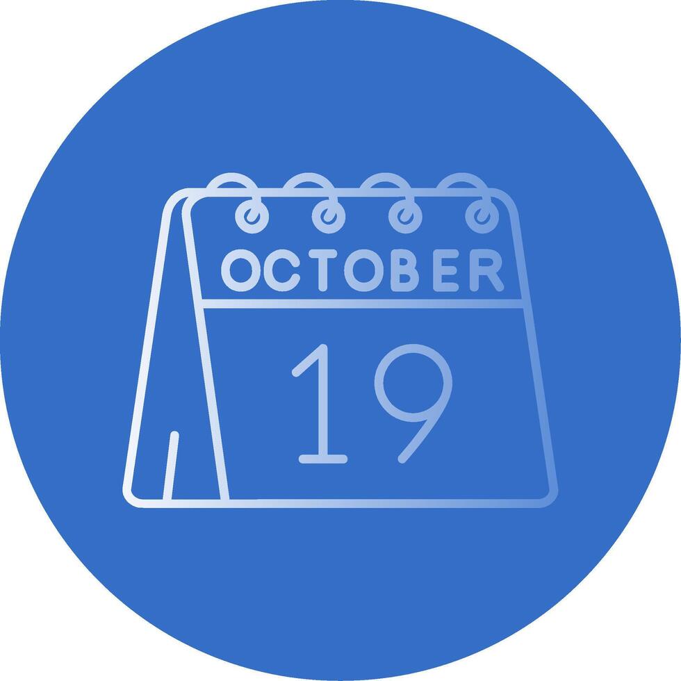 19th of October Gradient Line Circle Icon vector