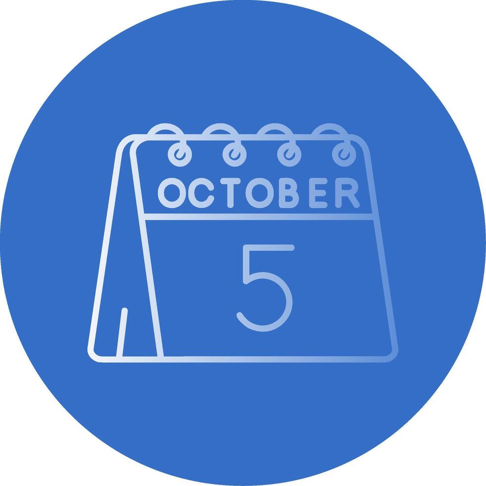 5th of October Gradient Line Circle Icon vector