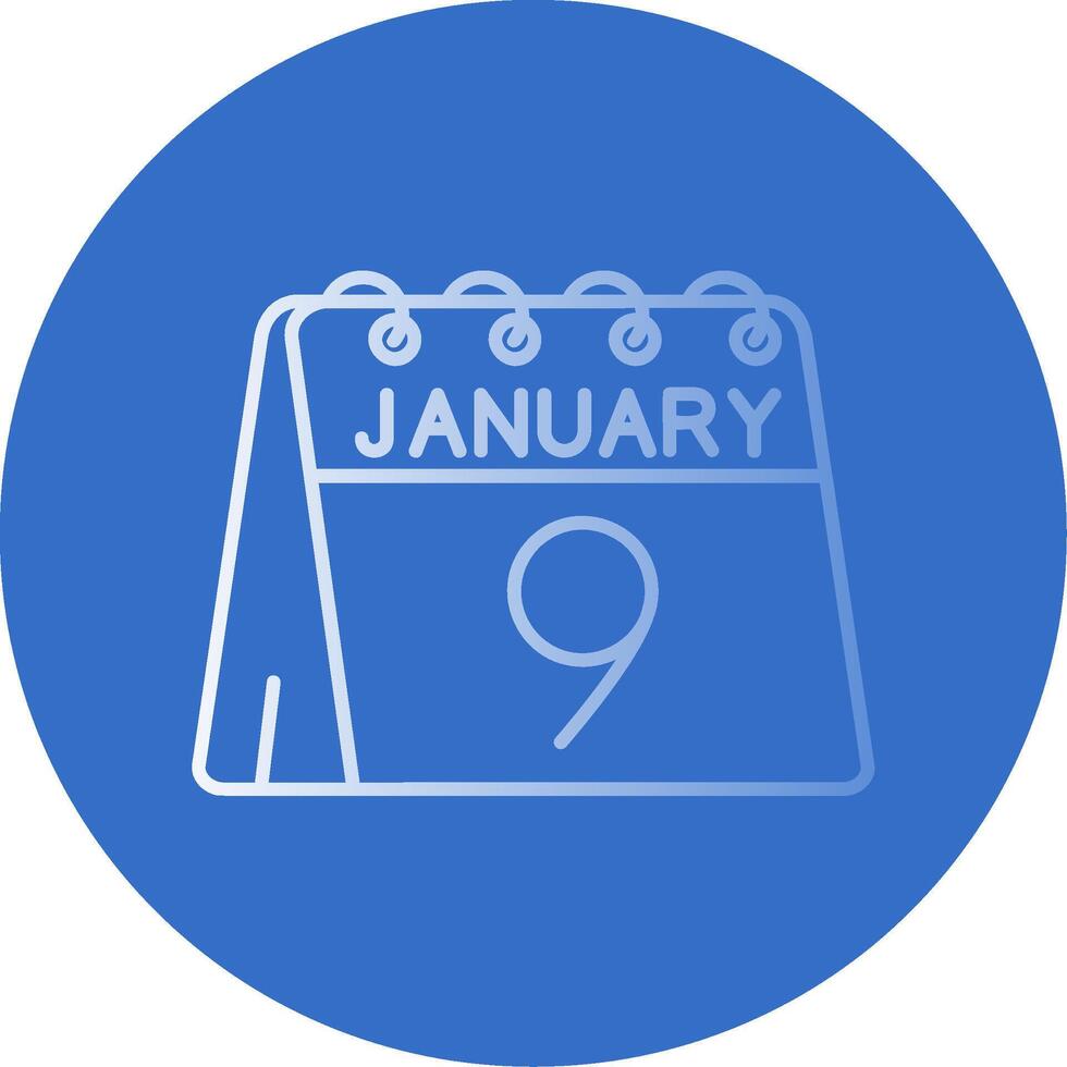 9th of January Gradient Line Circle Icon vector