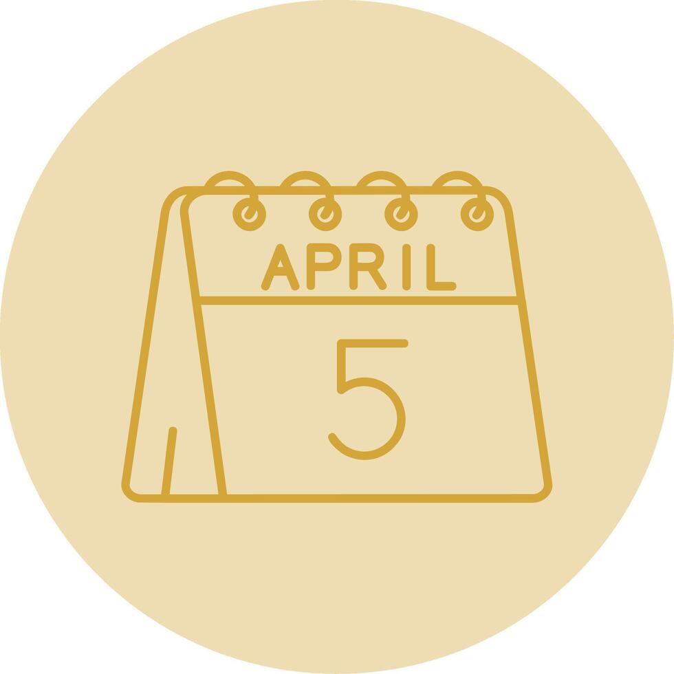 5th of April Line Yellow Circle Icon vector