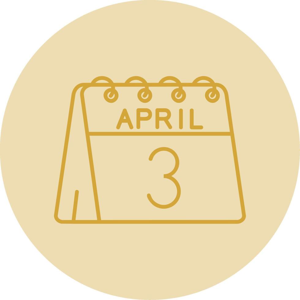 3rd of April Line Yellow Circle Icon vector