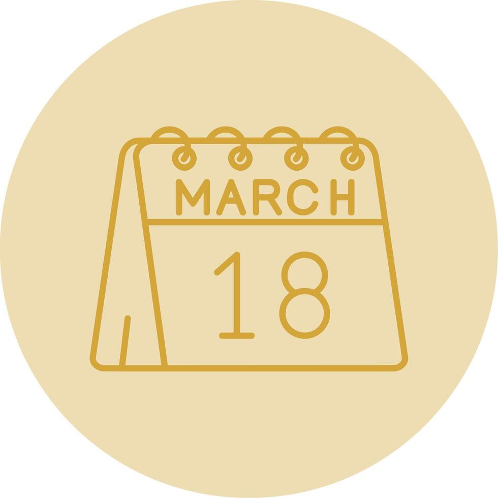 18 de marzo línea amarillo circulo icono vector