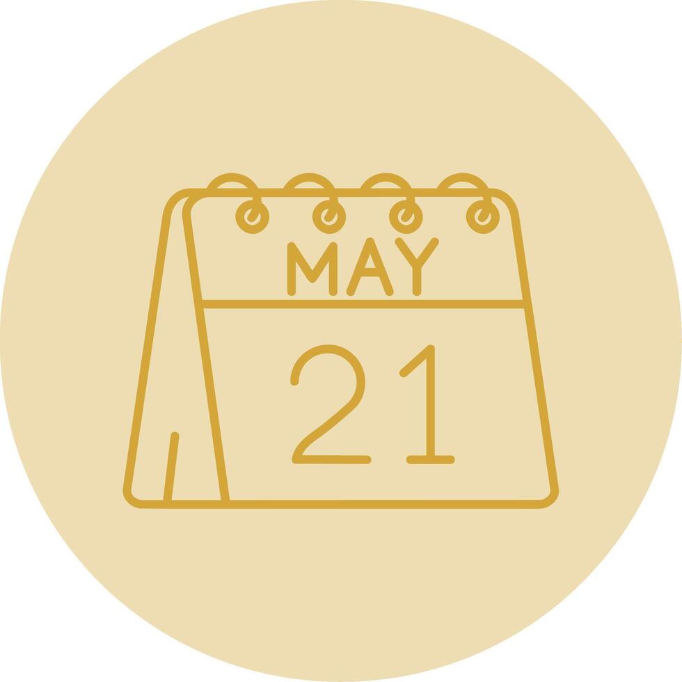 21st of May Line Yellow Circle Icon vector