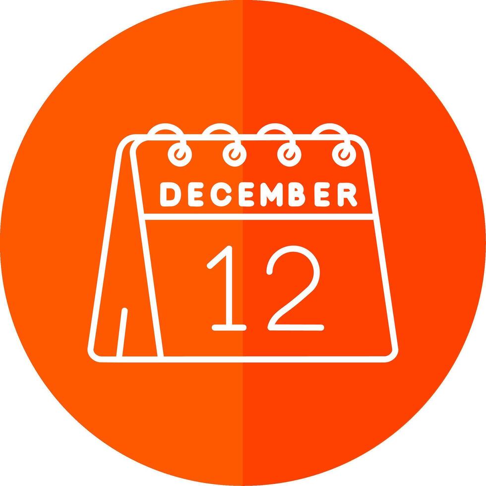 12th of December Line Red Circle Icon vector