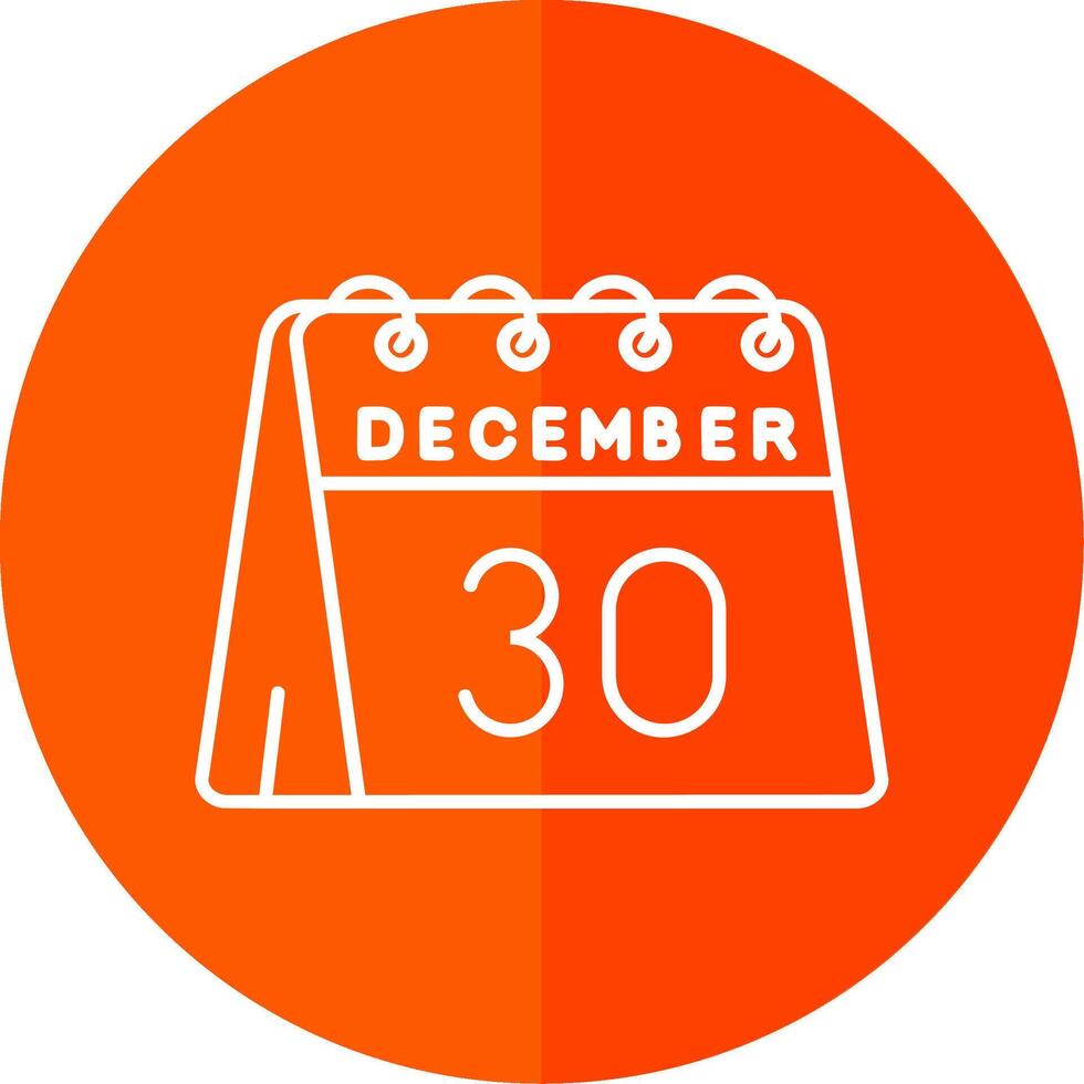 30th of December Line Red Circle Icon vector