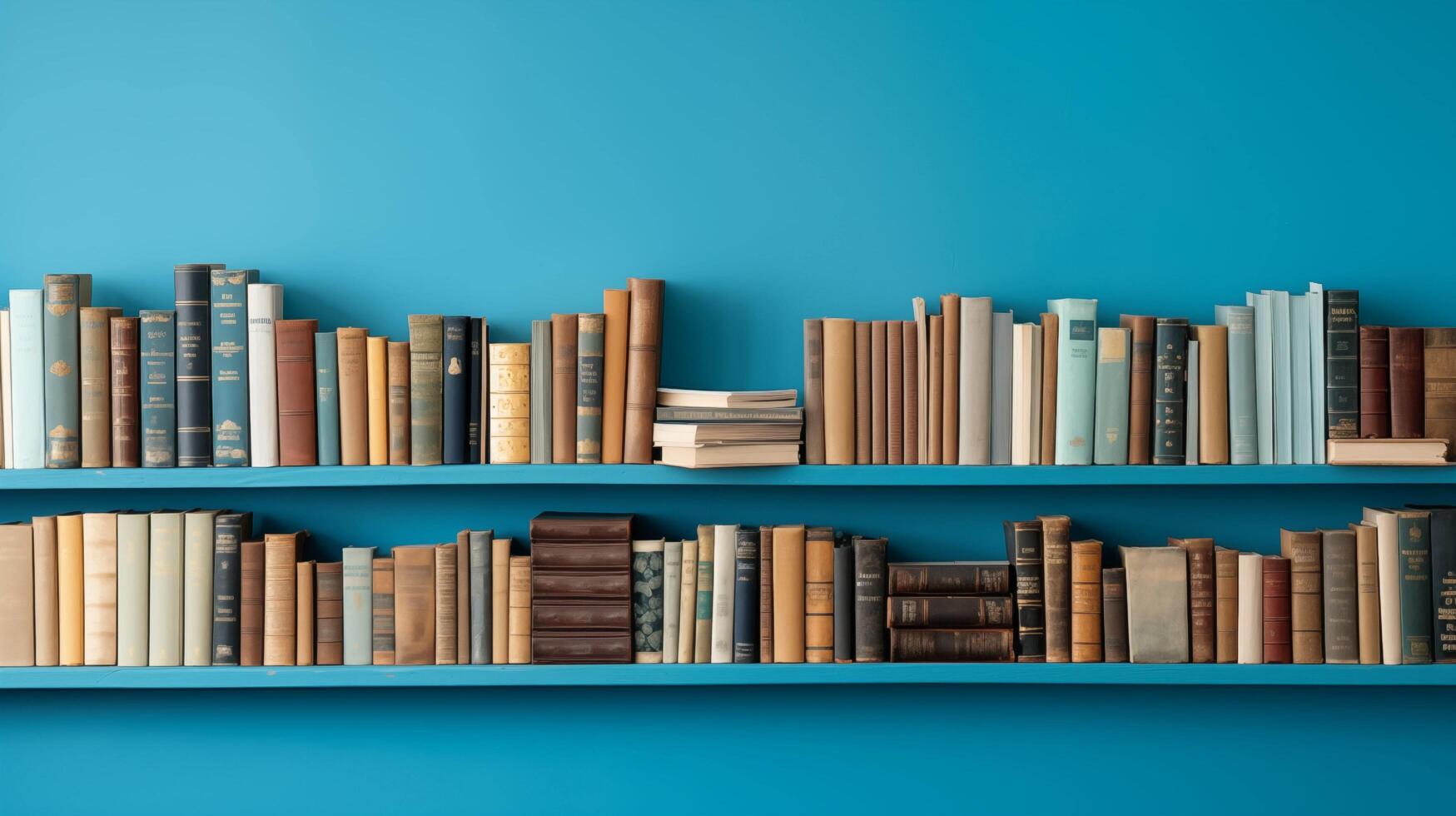 AI generated Visualize a cozy reading nook adorned with wooden shelves filled with books of various genres and sizes photo