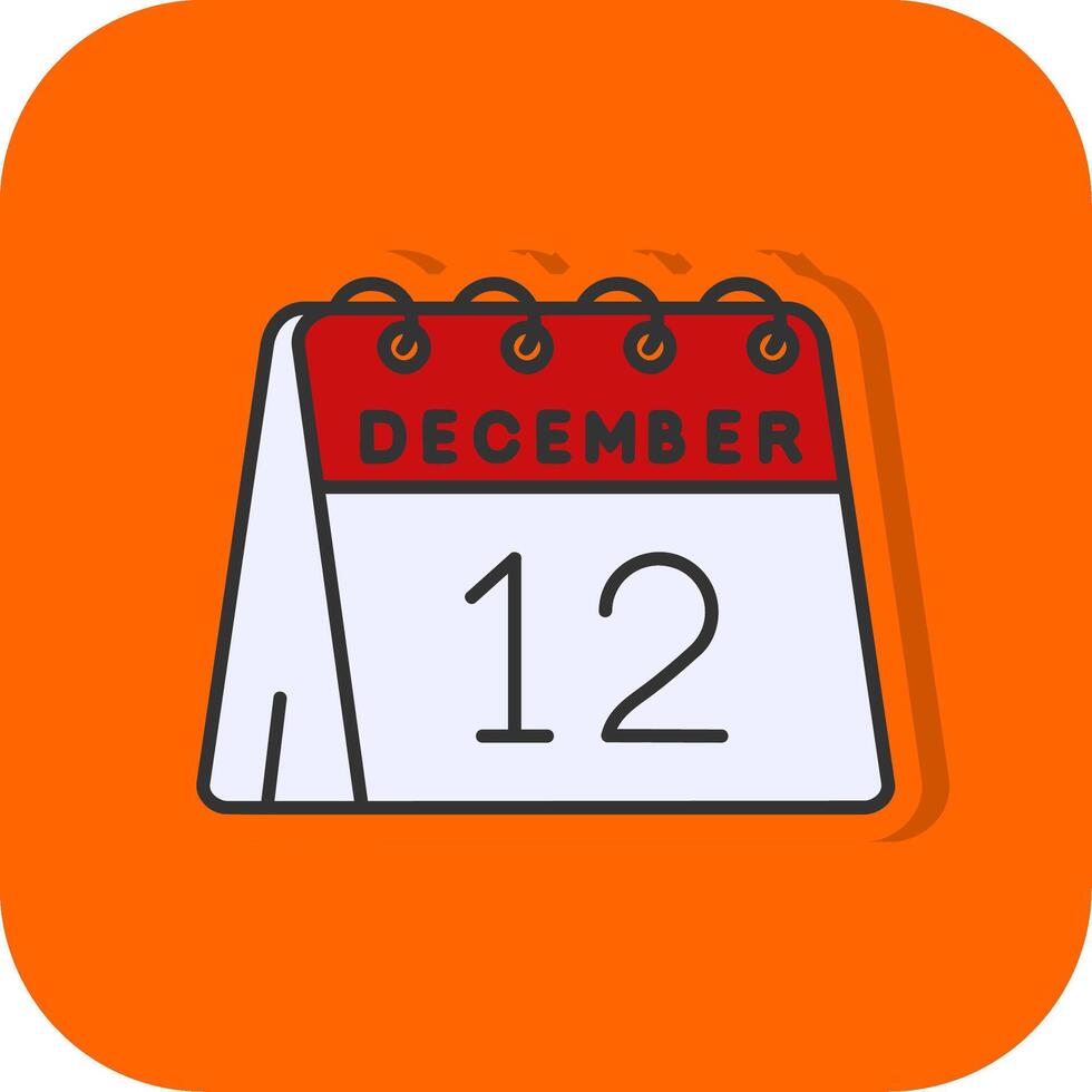 12th of December Filled Orange background Icon vector