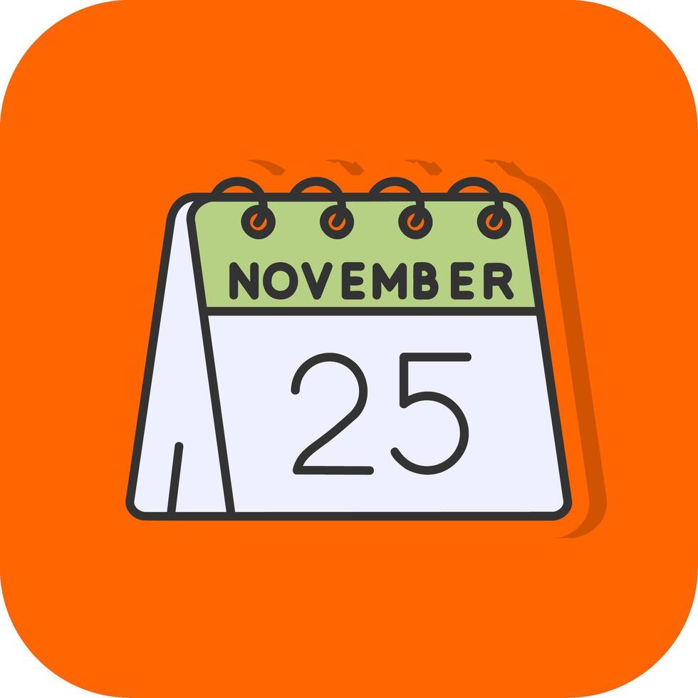 25th of November Filled Orange background Icon vector