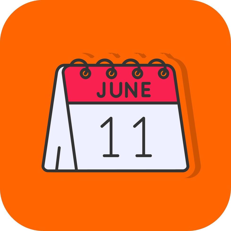 11th of June Filled Orange background Icon vector