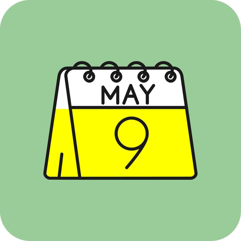 9th of May Filled Yellow Icon vector
