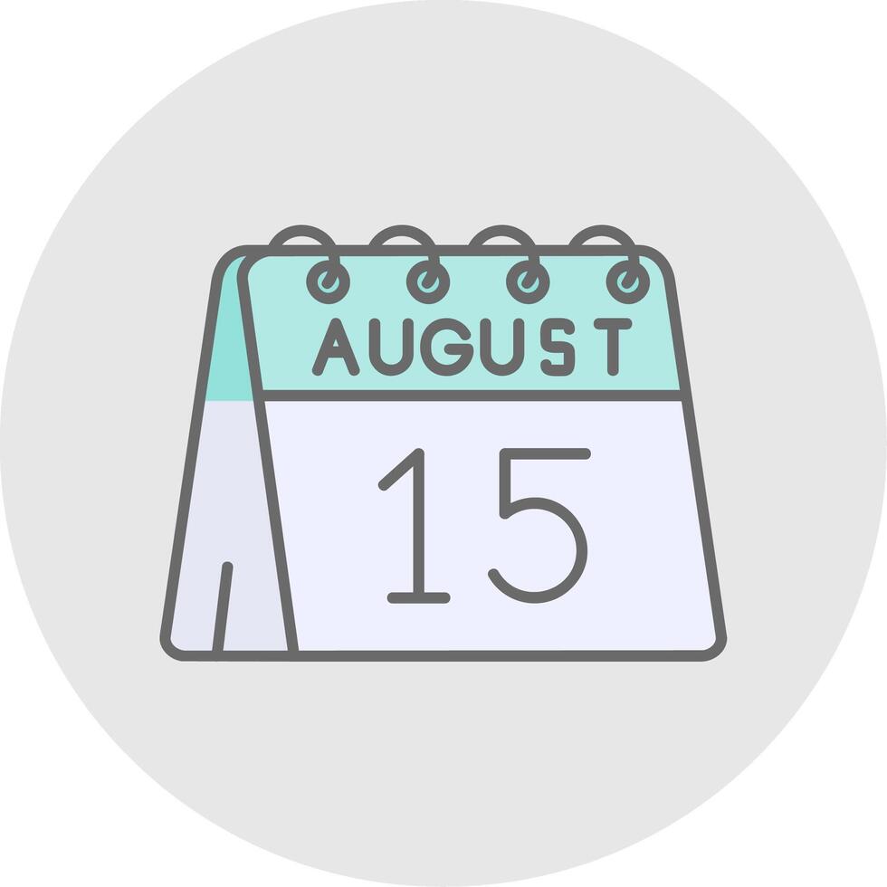 15th of August Line Filled Light Circle Icon vector