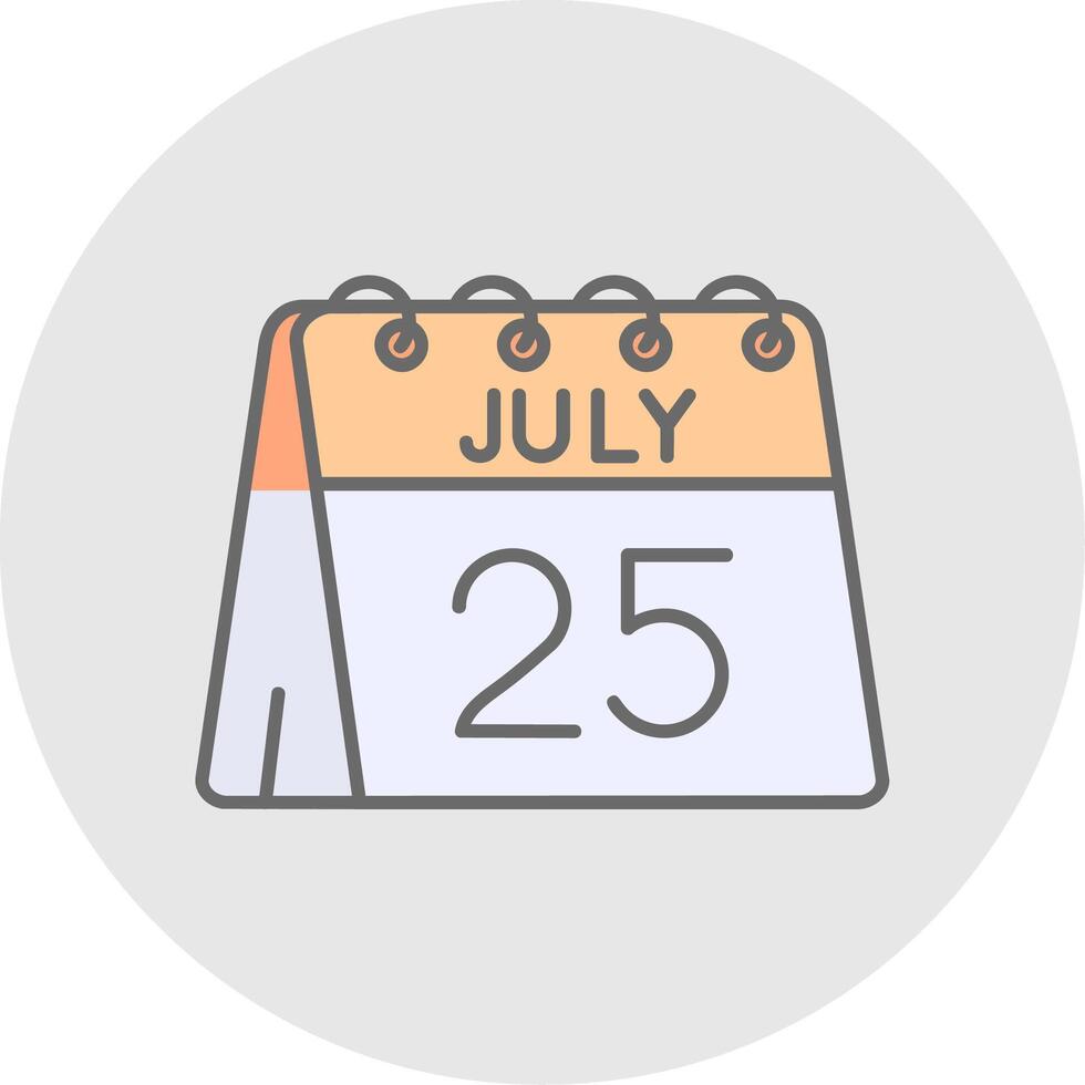 25 de julio línea lleno ligero circulo icono vector