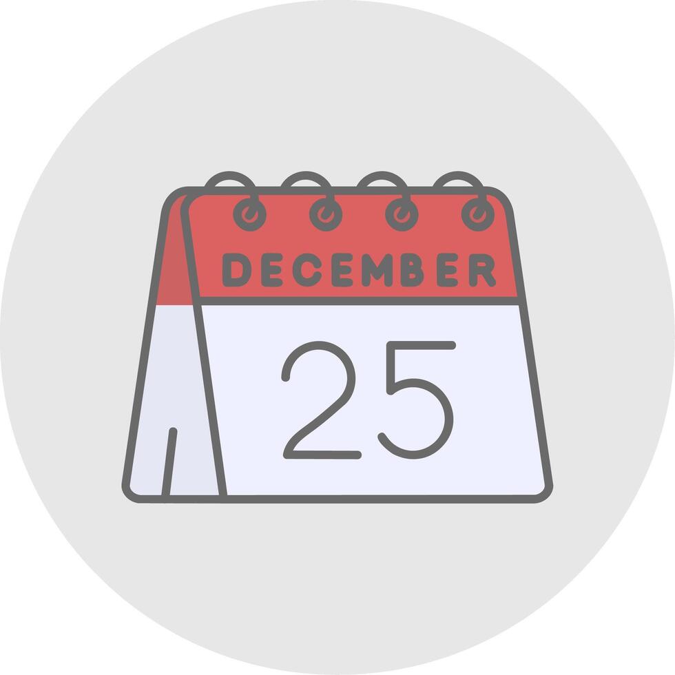 25th of December Line Filled Light Circle Icon vector