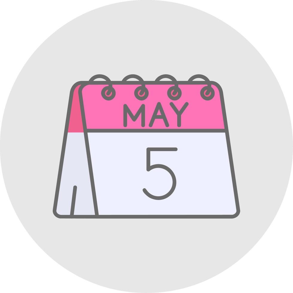 5th of May Line Filled Light Circle Icon vector