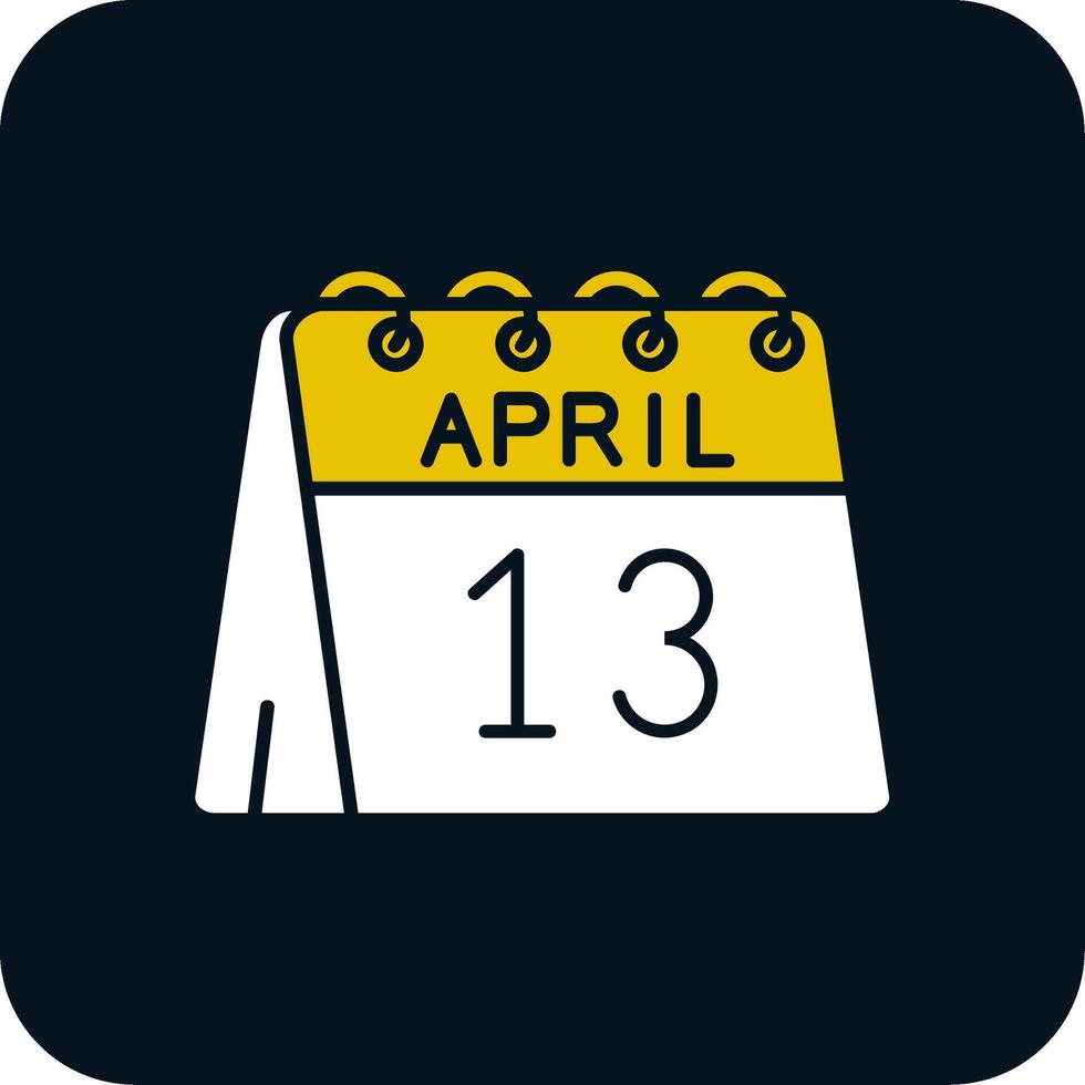 13 de abril glifo dos color icono vector