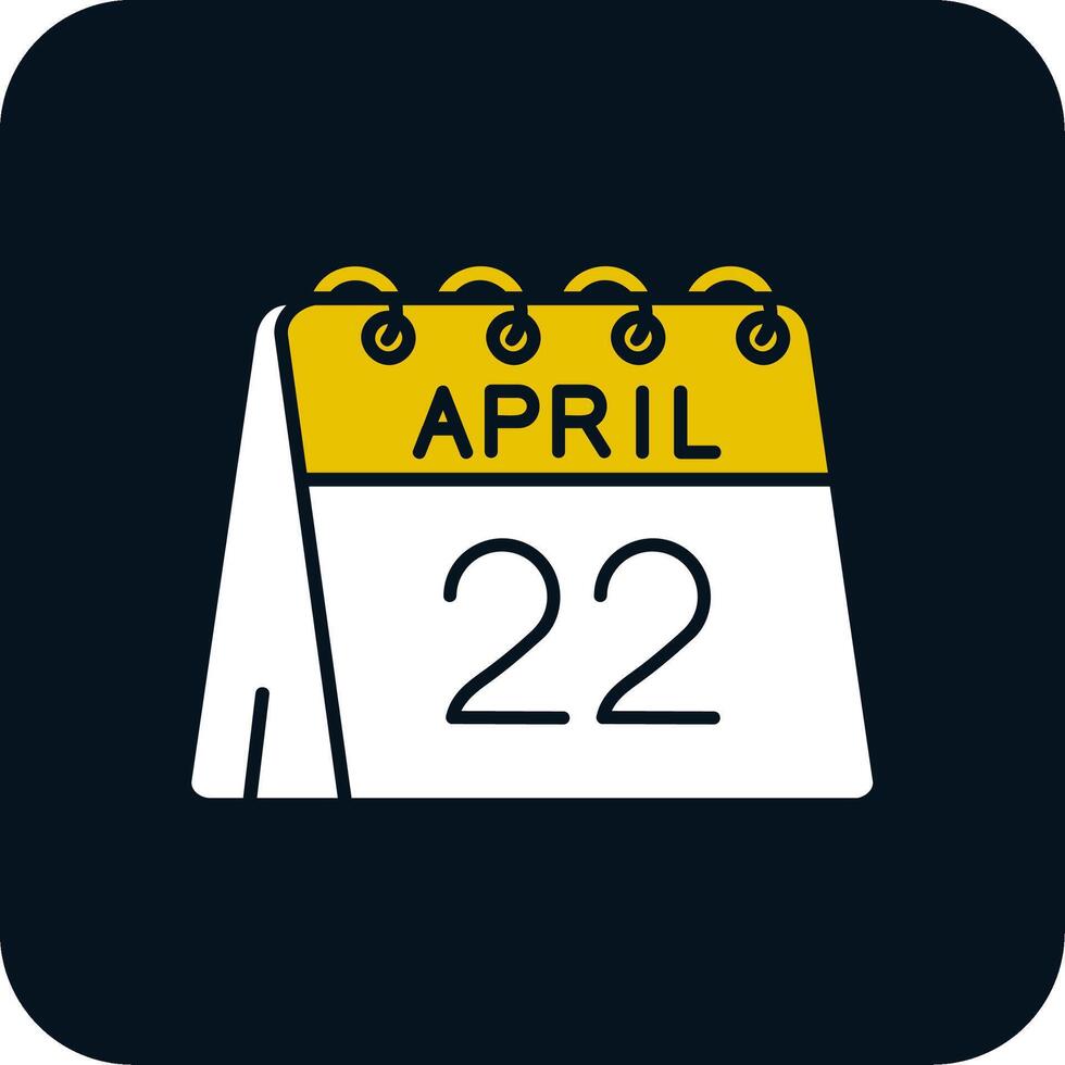 22 de abril glifo dos color icono vector