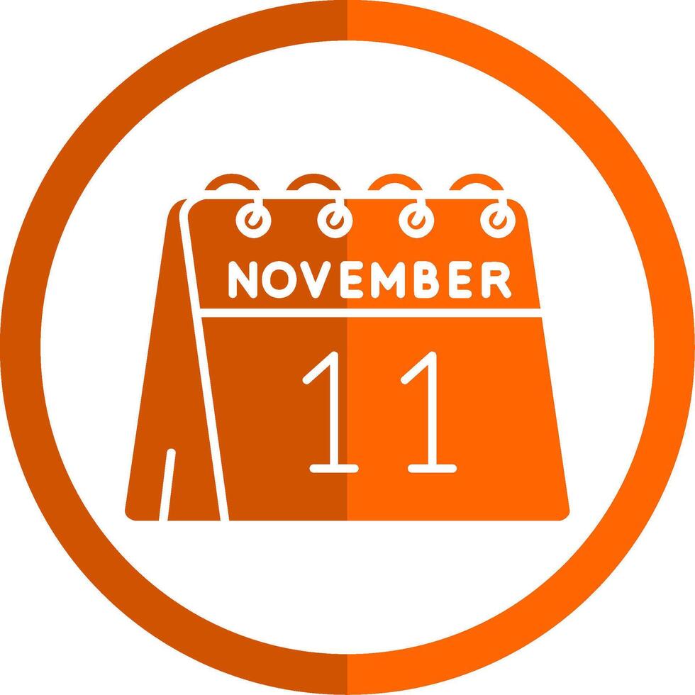 11 de noviembre glifo naranja circulo icono vector