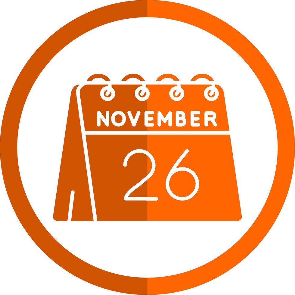 26 de noviembre glifo naranja circulo icono vector