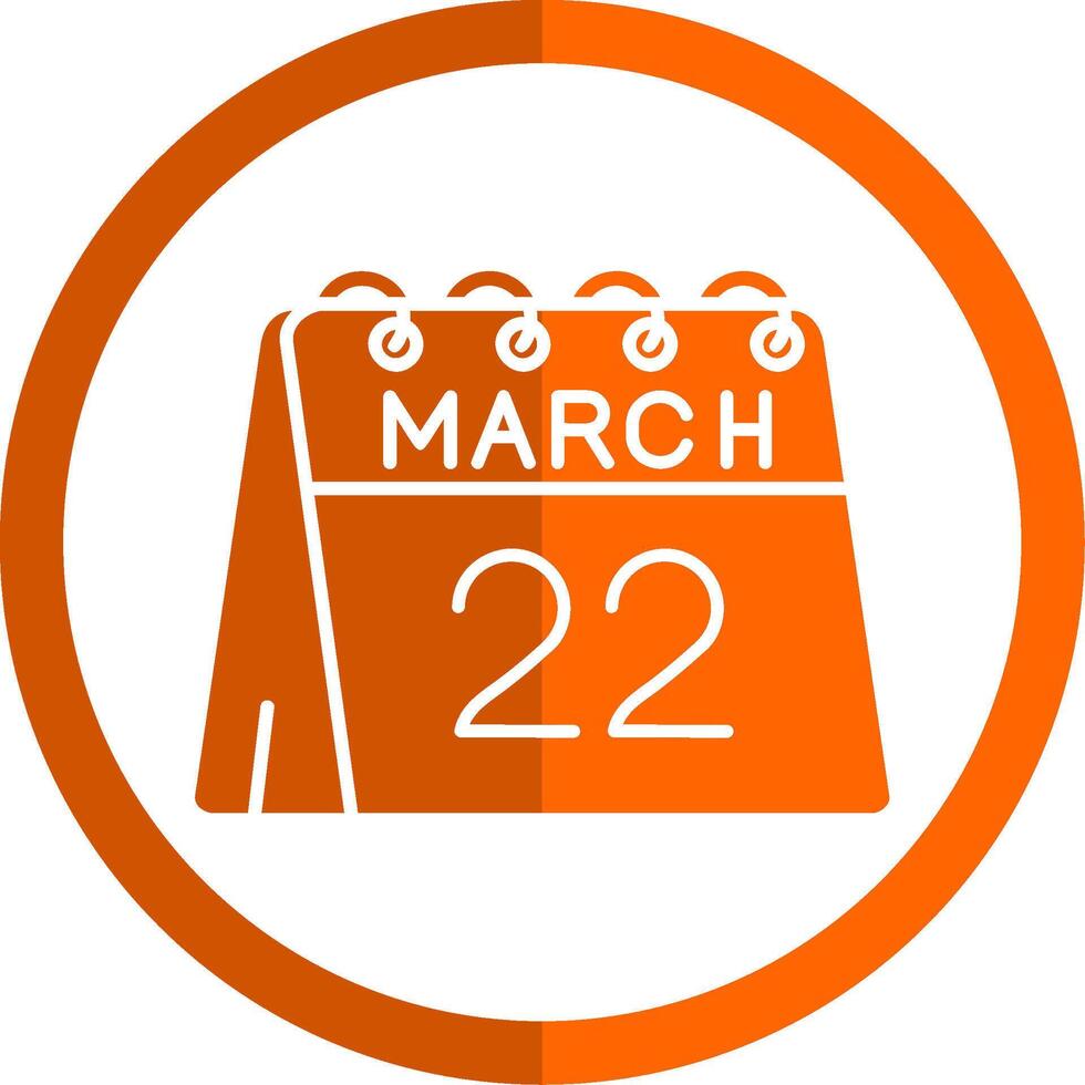 22 de marzo glifo naranja circulo icono vector