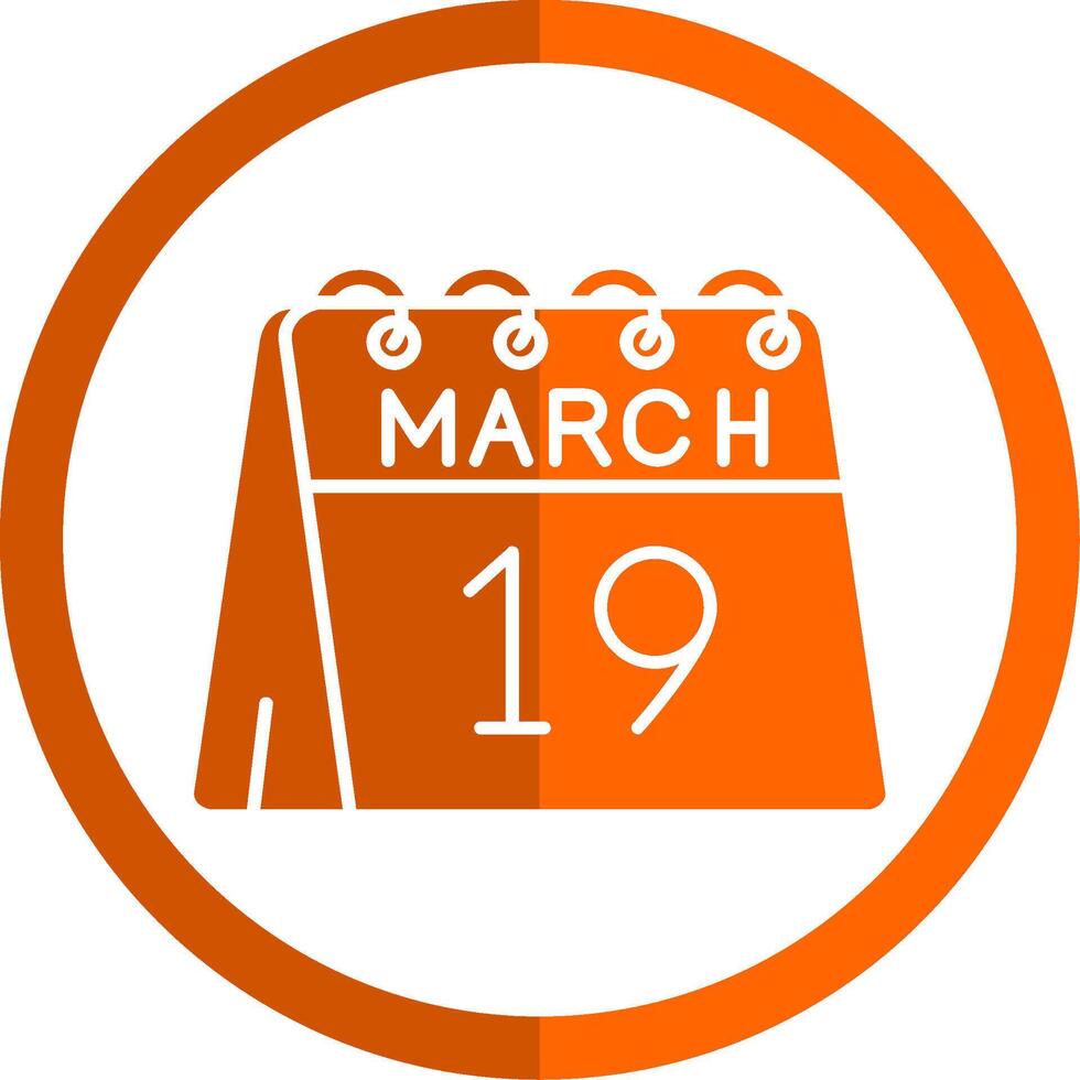 Diecinueveavo de marzo glifo naranja circulo icono vector