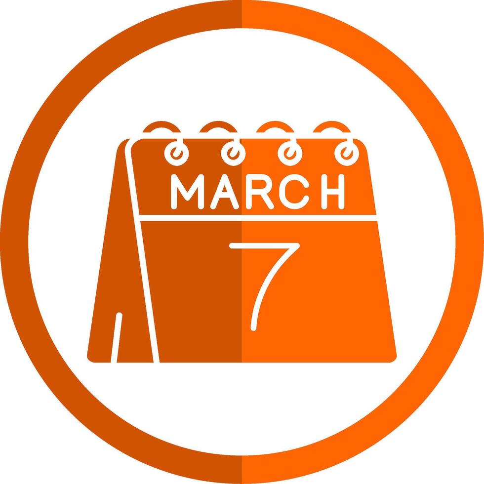 7mo de marzo glifo naranja circulo icono vector