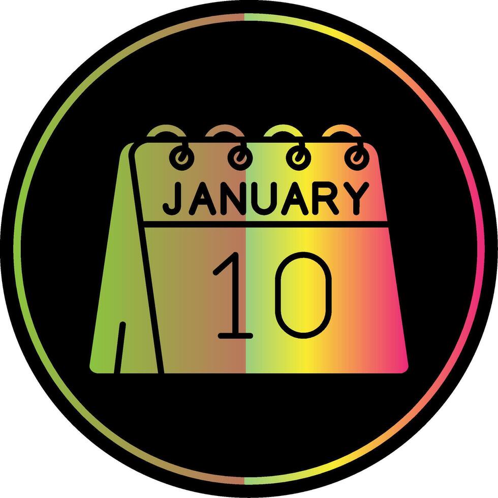 10 de enero glifo debido color icono vector