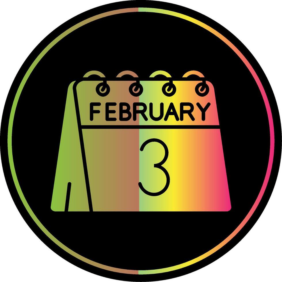 3rd of February Glyph Due Color Icon vector