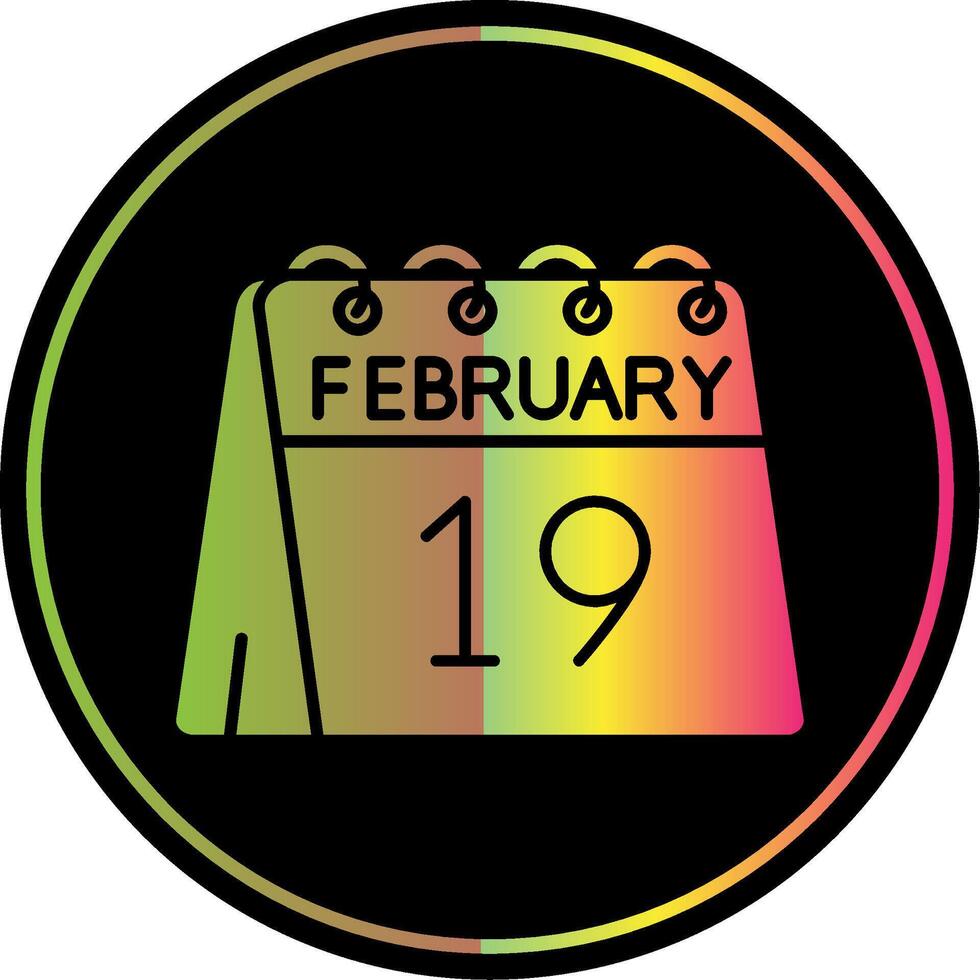 19th of February Glyph Due Color Icon vector