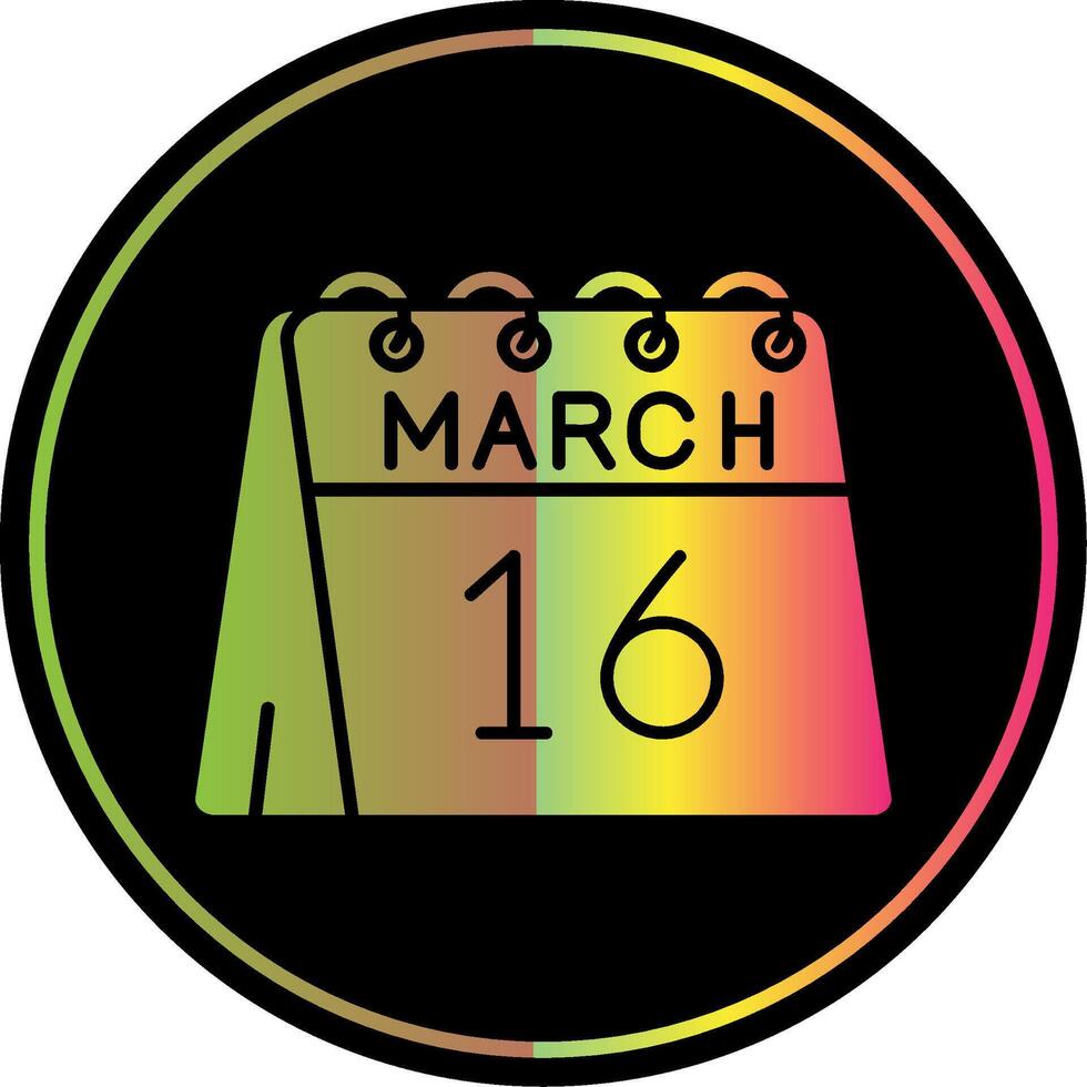 16 de marzo glifo debido color icono vector