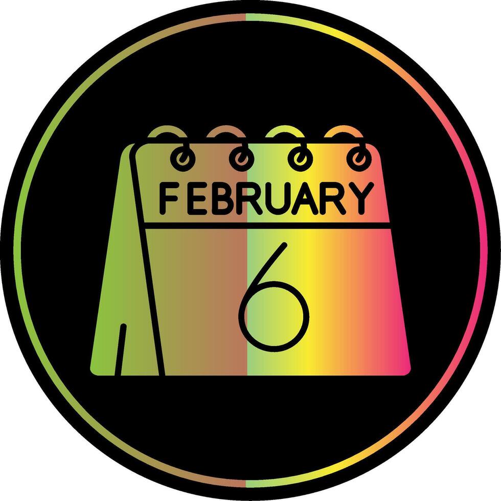 6to de febrero glifo debido color icono vector