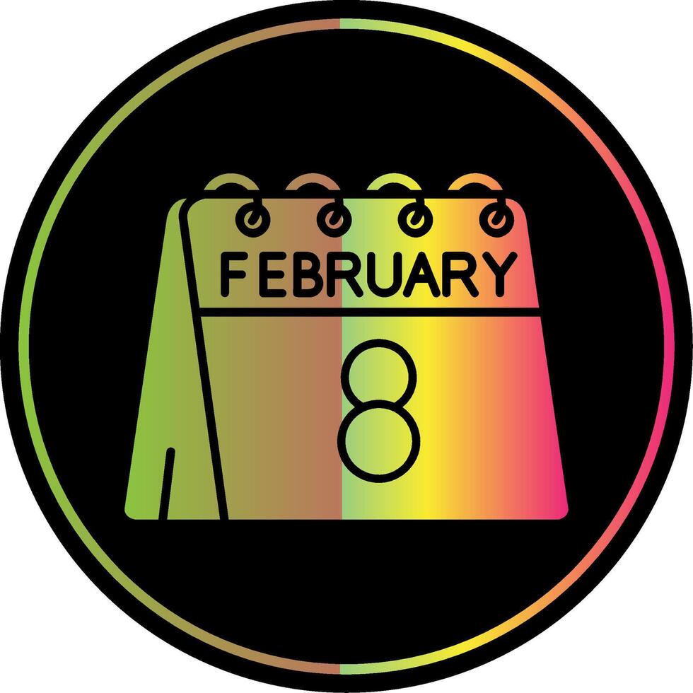 8vo de febrero glifo debido color icono vector