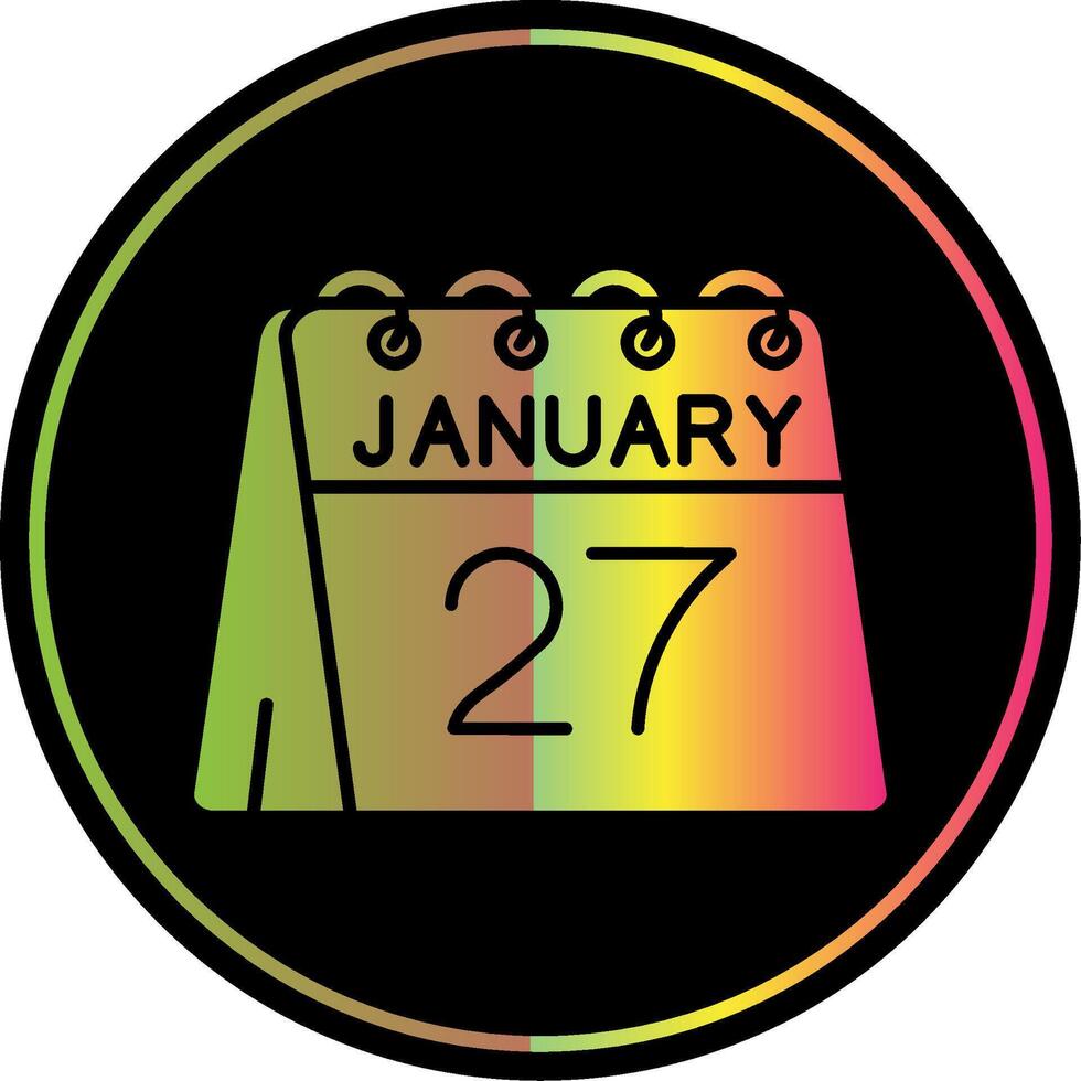 27 de enero glifo debido color icono vector