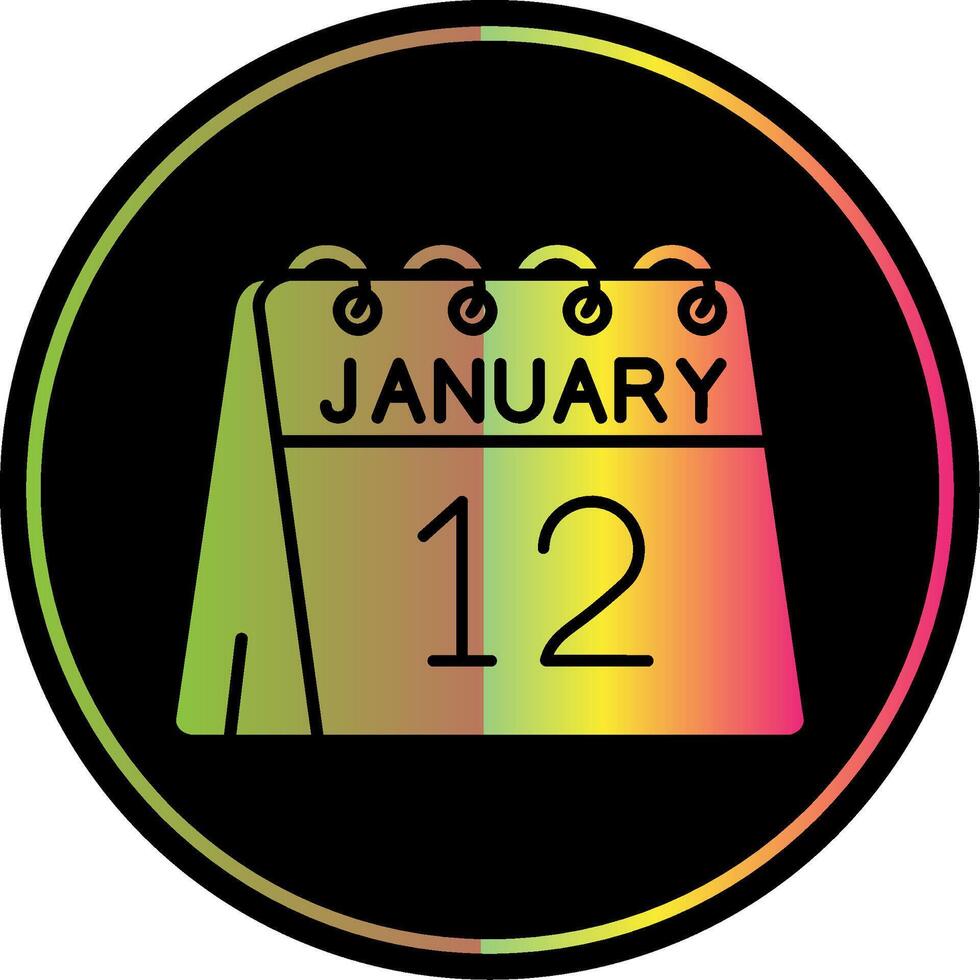 12mo de enero glifo debido color icono vector