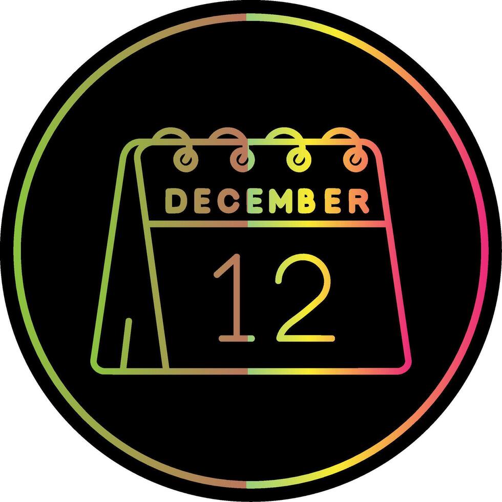 12th of December Line Gradient Due Color Icon vector