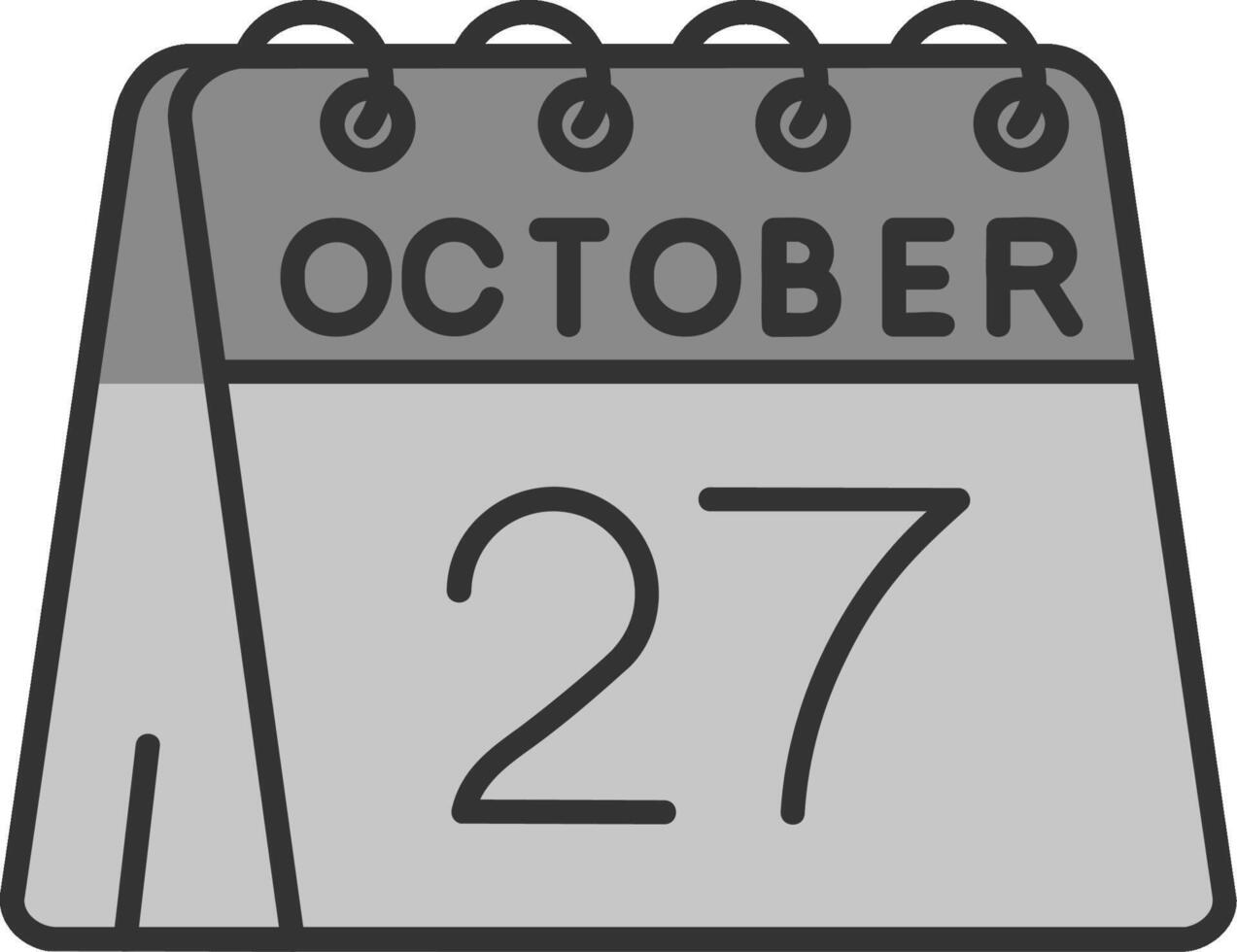 27th of October Line Filled Greyscale Icon vector