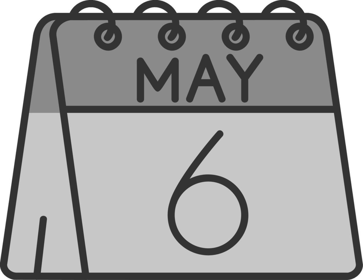 6to de mayo línea lleno escala de grises icono vector