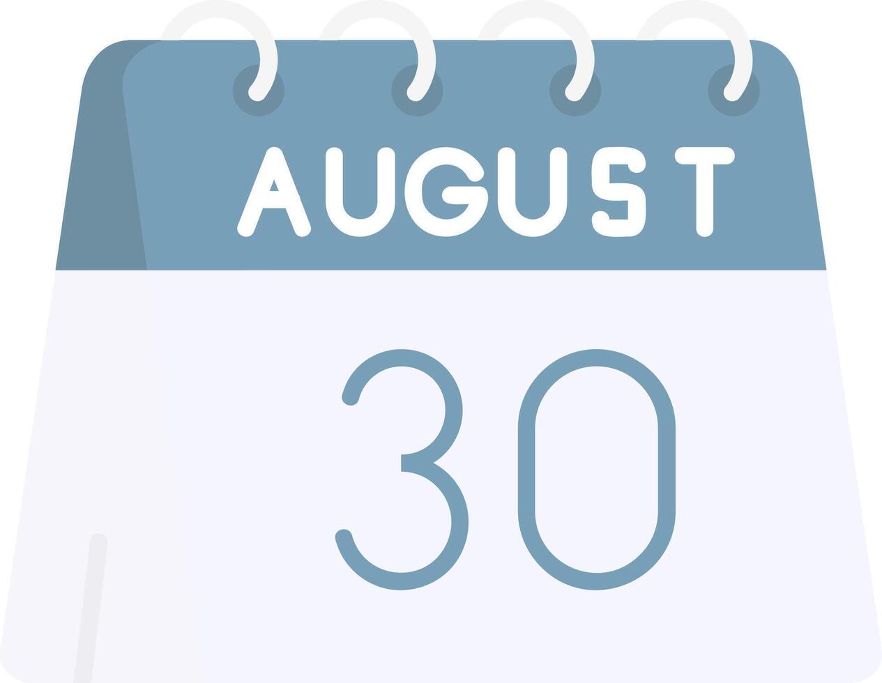 30th of August Flat Light Icon vector