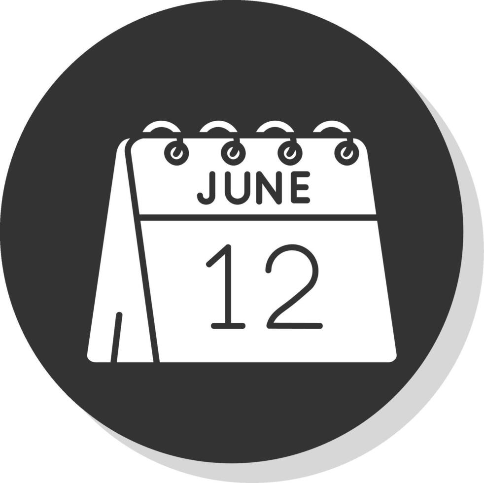 12mo de junio glifo gris circulo icono vector
