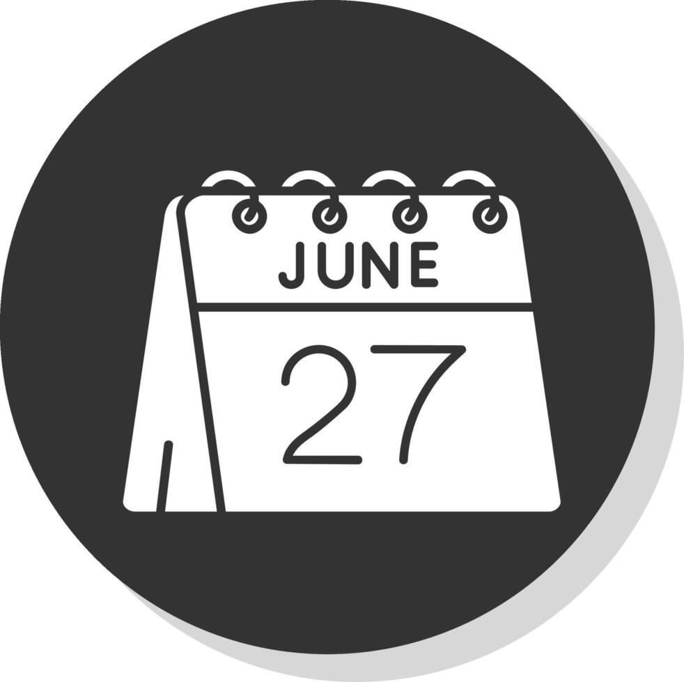 27th of June Glyph Grey Circle Icon vector