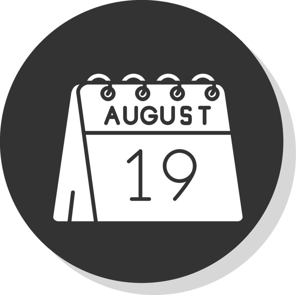 19th of August Glyph Grey Circle Icon vector