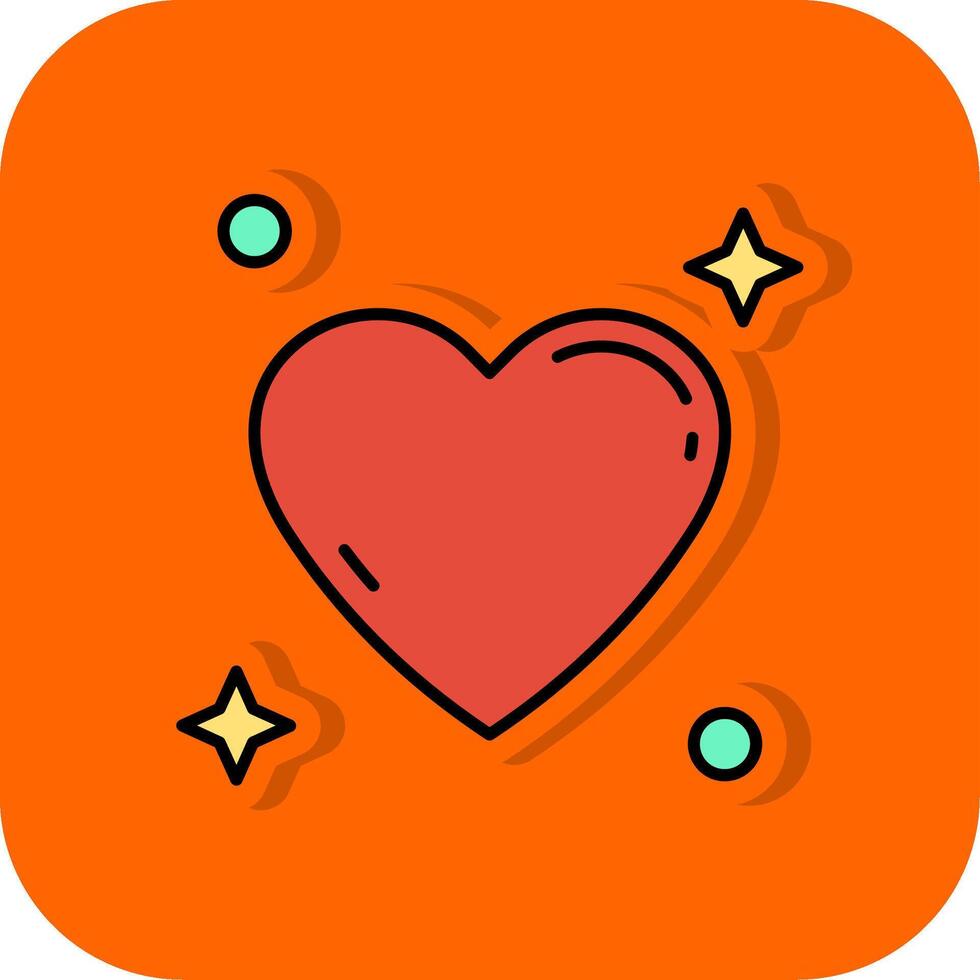 Heart Filled Orange background Icon vector