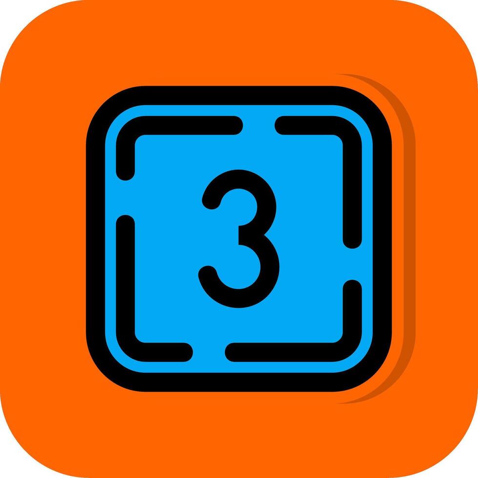 Three Filled Orange background Icon vector