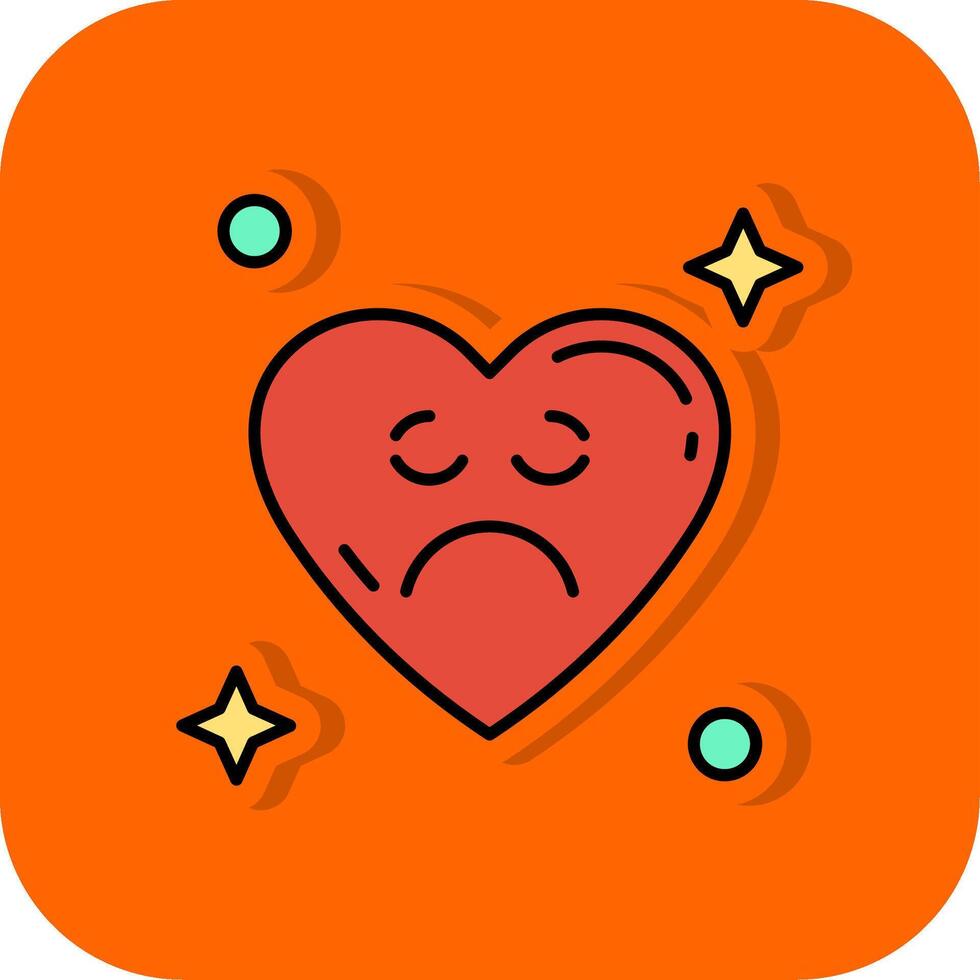 Sad Filled Orange background Icon vector