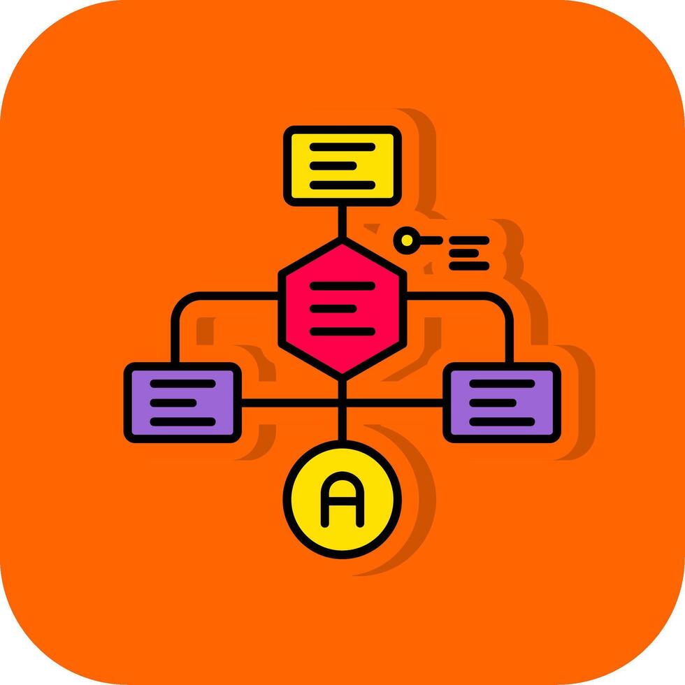 Flowchart Filled Orange background Icon vector